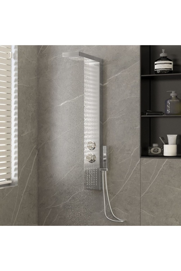 Shower panel system, square, stainless steel