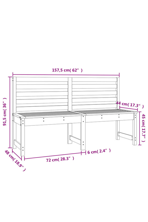 Garden bench, white, 157.5 cm, solid pine wood - 7