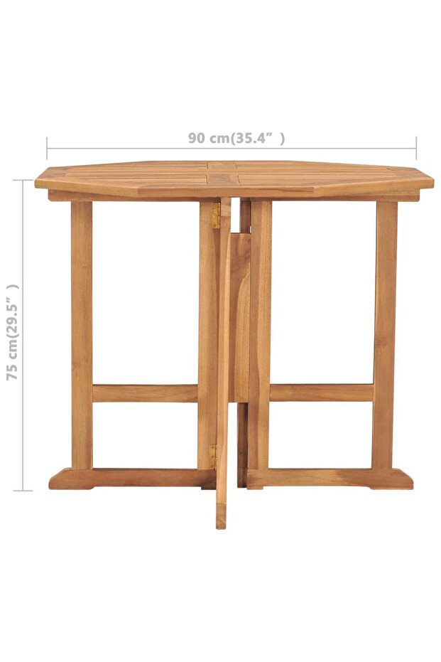 Folding garden table, 90x90x75 cm, solid teak wood - 7