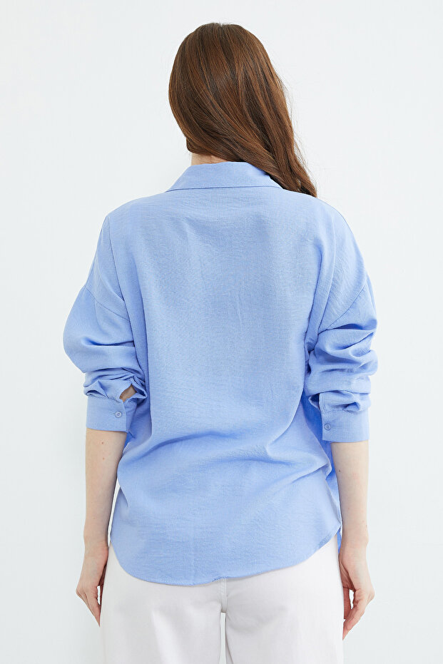 Basic Tek Cepli Oversize Gömlek - 8