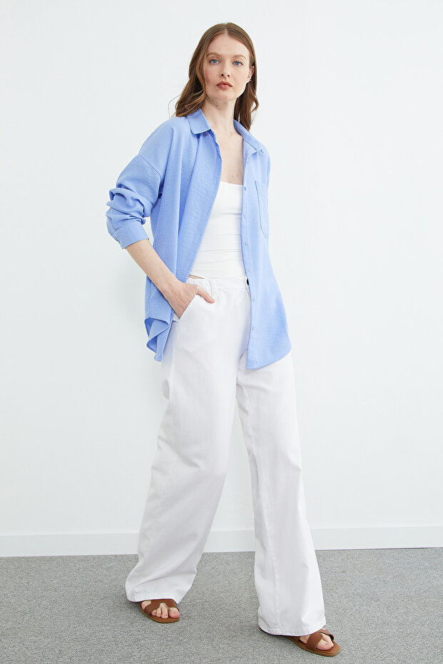 Basic Tek Cepli Oversize Gömlek - 3