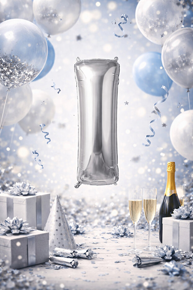 Silver "I" Letter Foil Balloon – 100 cm