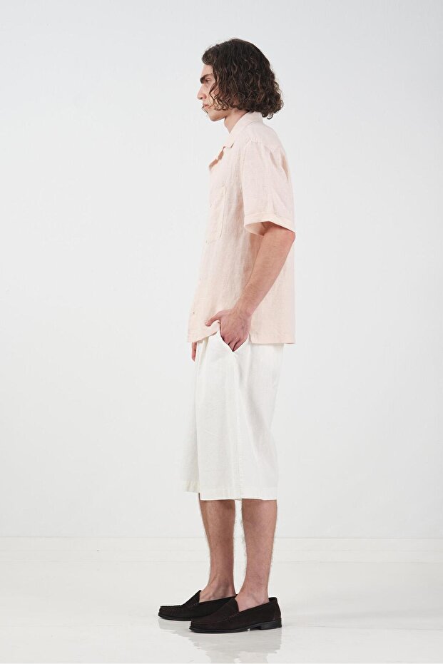 White Linen Shorts with Laces