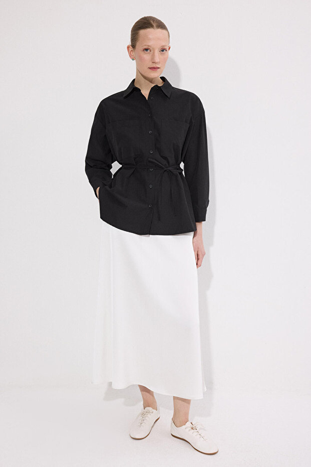 Thin K Belt Shirt with Pocket Detail