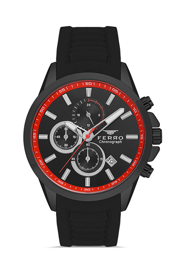 Yellow Silicone Cord Men's Wristwatch Fm31359D-Gzk All Functions Active 3 Atm Waterproof