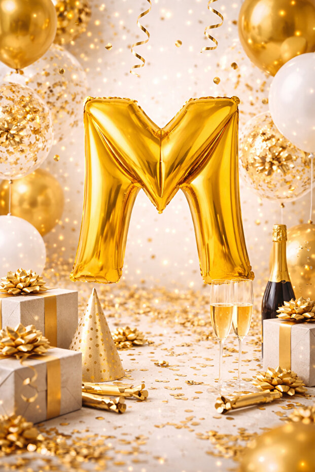 Gold "M" Letter Foil Balloon – 100 cm