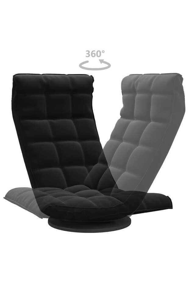 Scaun de podea pivotant, negru, catifea - 5