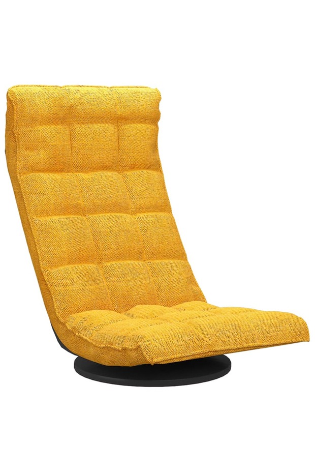 Scaun de podea pivotant, galben muștar, material textil - 2