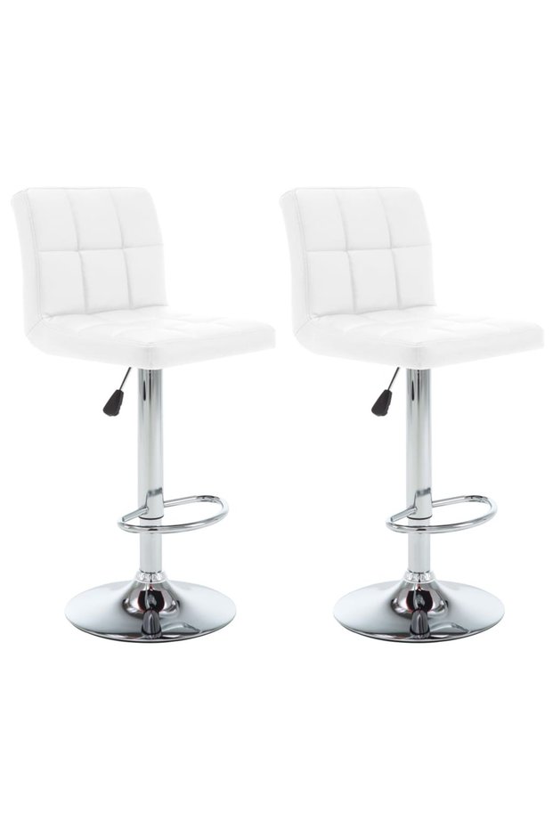 Bar stools, 2 pcs., white, eco- Leather