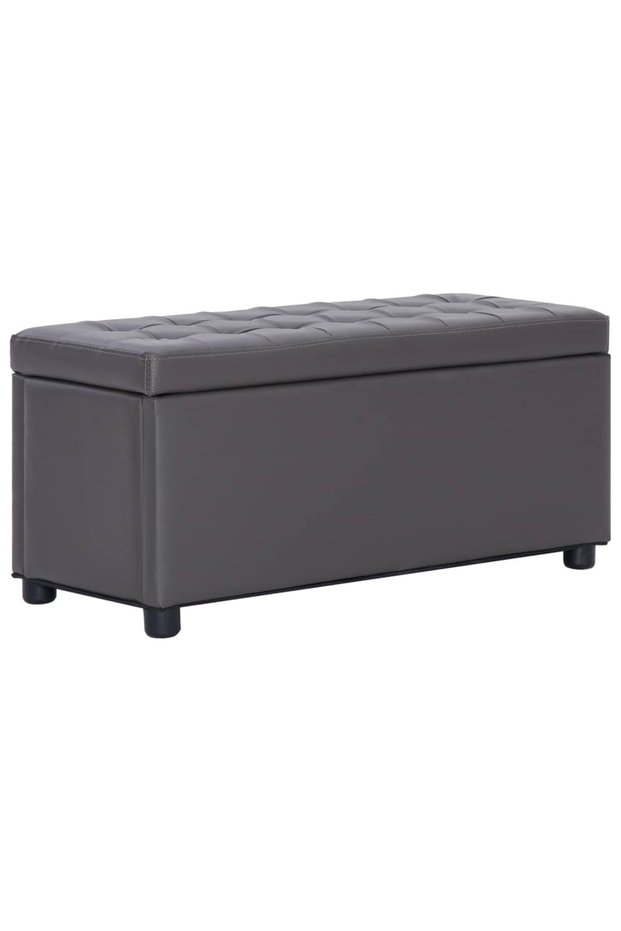 Storage stool, grey, 87.5 cm, artificial Leather