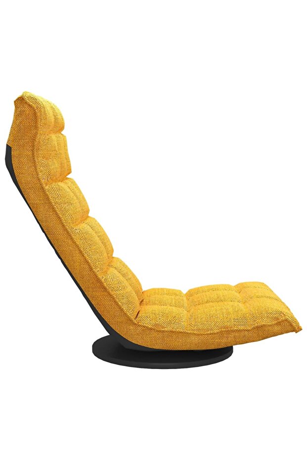 Scaun de podea pivotant, galben muștar, material textil - 4