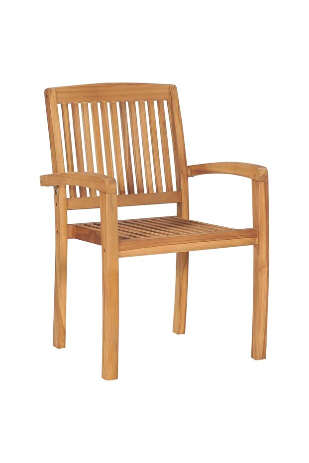 Stackable garden chairs with cushions, 4 pieces, solid teak wood - 4