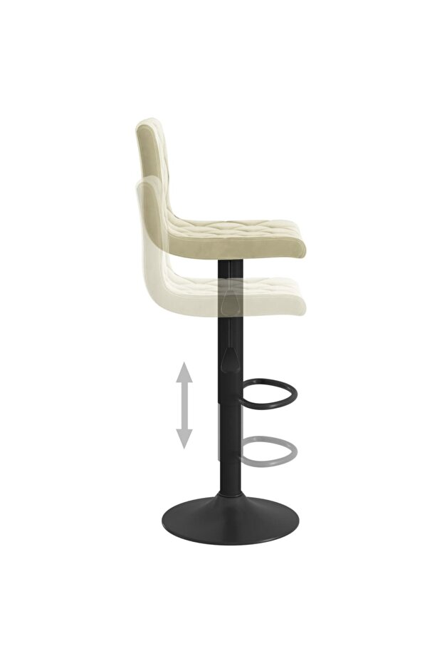 Scaune de bar, 2 buc., crem, catifea - 7