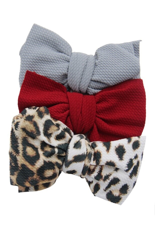 - Mira Assorted Big Ribbon Bow Headband for Babies - Leopard Print