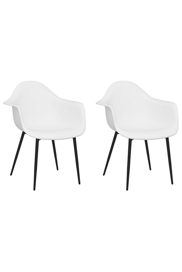 Dining chairs, 2 pcs., white, PP - 2