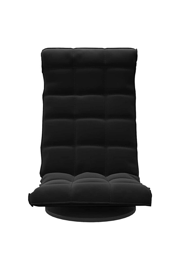 Scaun de podea pivotant, negru, catifea - 3
