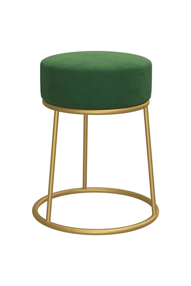 Taburet rotund, verde, catifea - 2