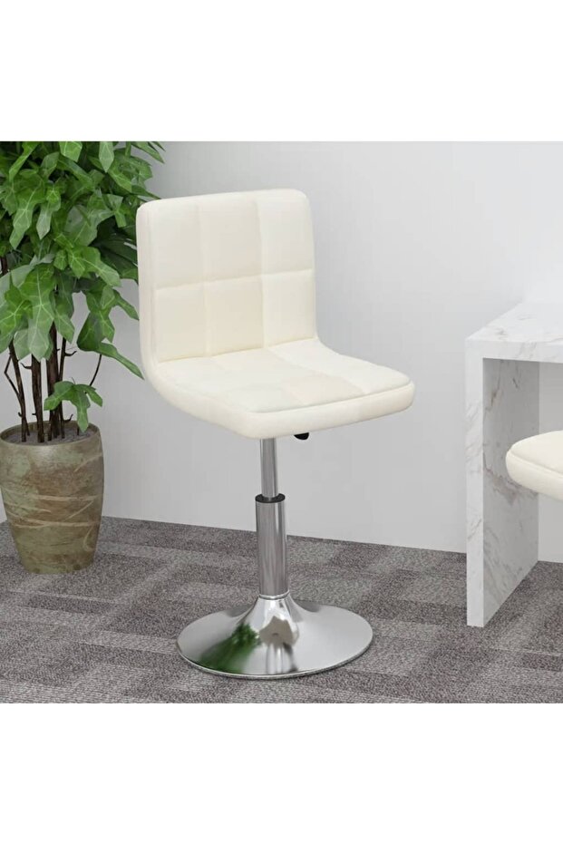 Scaun de bar pivotant, crem, material textil - 1