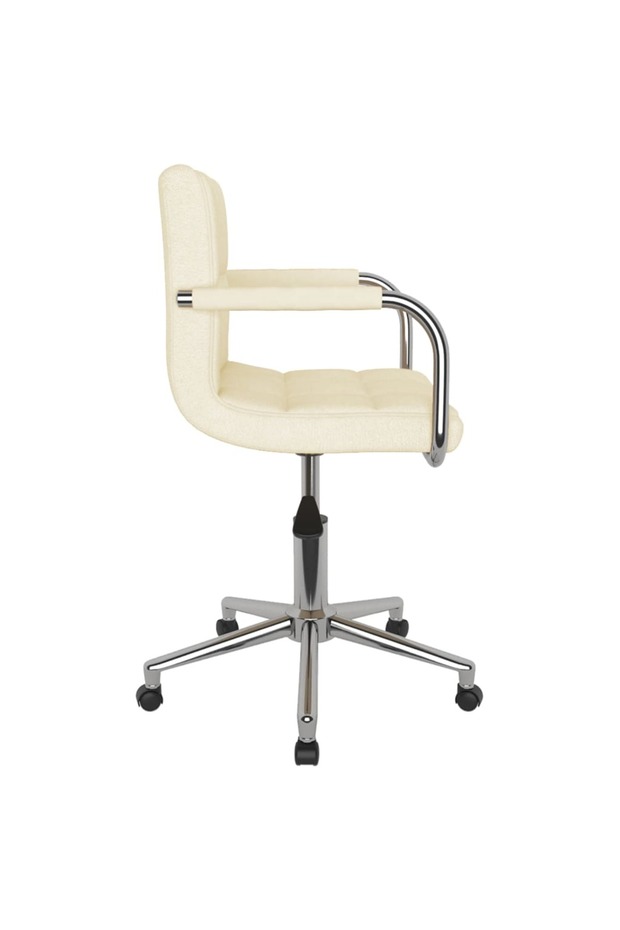 Scaun de birou pivotant, crem, material textil - 4