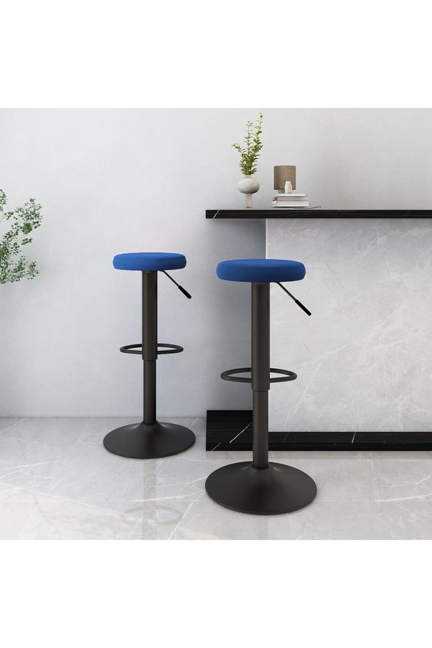 Bar stools, 2 pcs., blue, Velvet