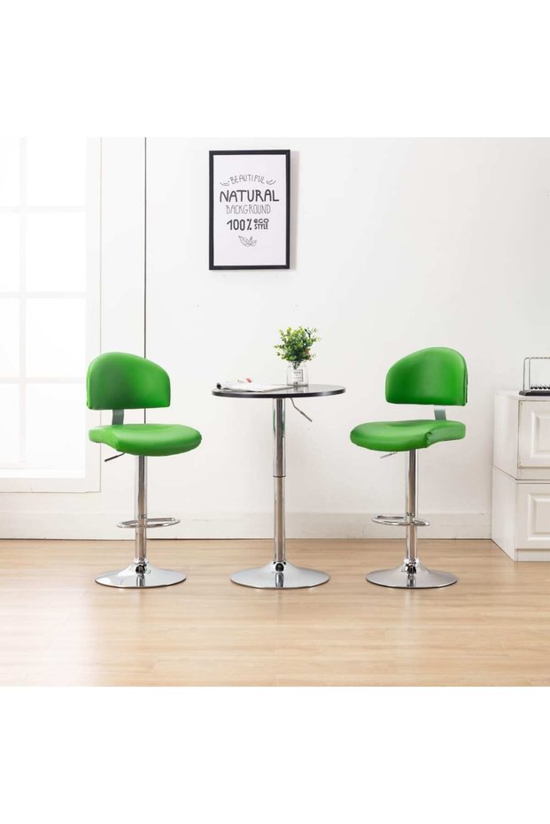 Bar stools, 2 pcs., green, eco- Leather