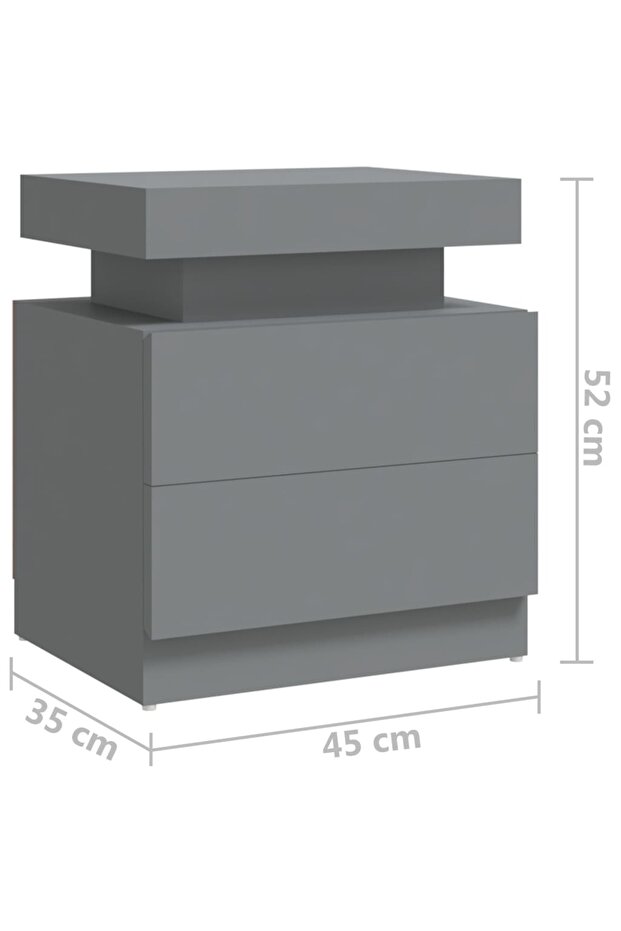 Bedside table, grey, 45x35x52 cm, chipboard - 7