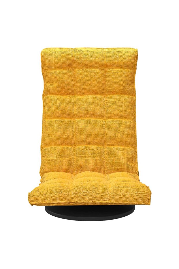 Scaun de podea pivotant, galben muștar, material textil - 3