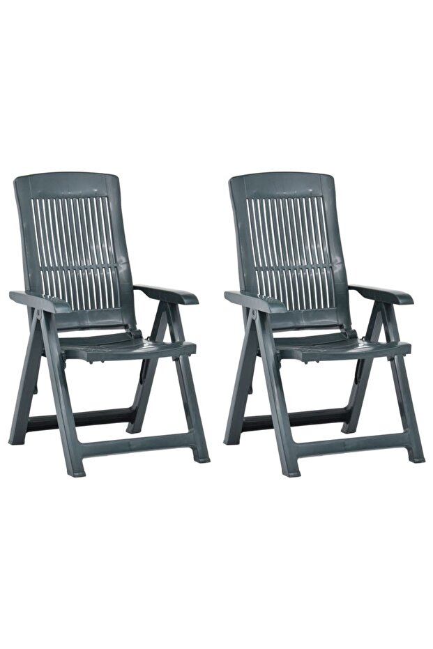 Folding garden chairs, 2 pcs., green, plastic
