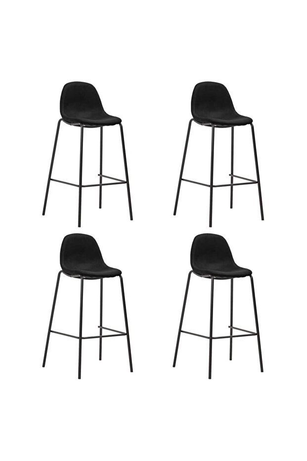Bar stools, 4 pcs., black, fabric - 1