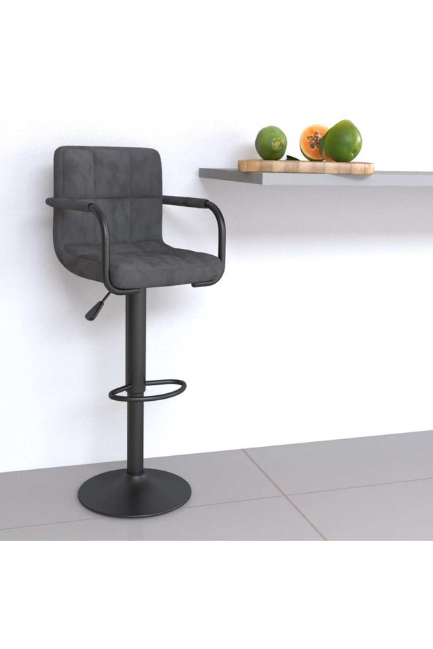 Bar stool, dark grey, Velvet