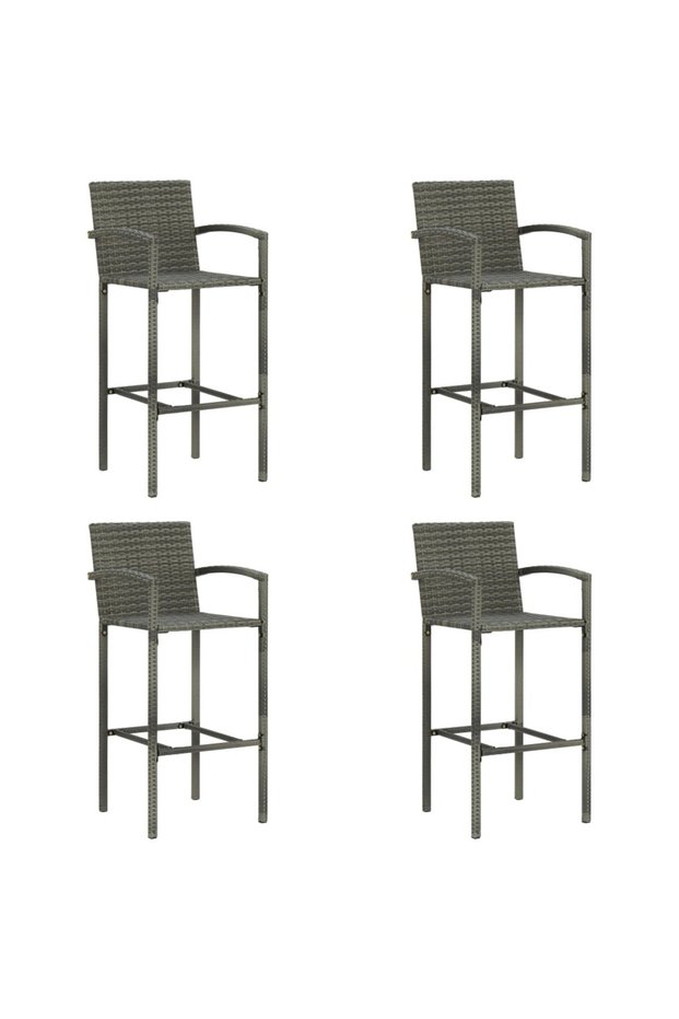 Bar stools, 4 pcs., grey, polyrattan