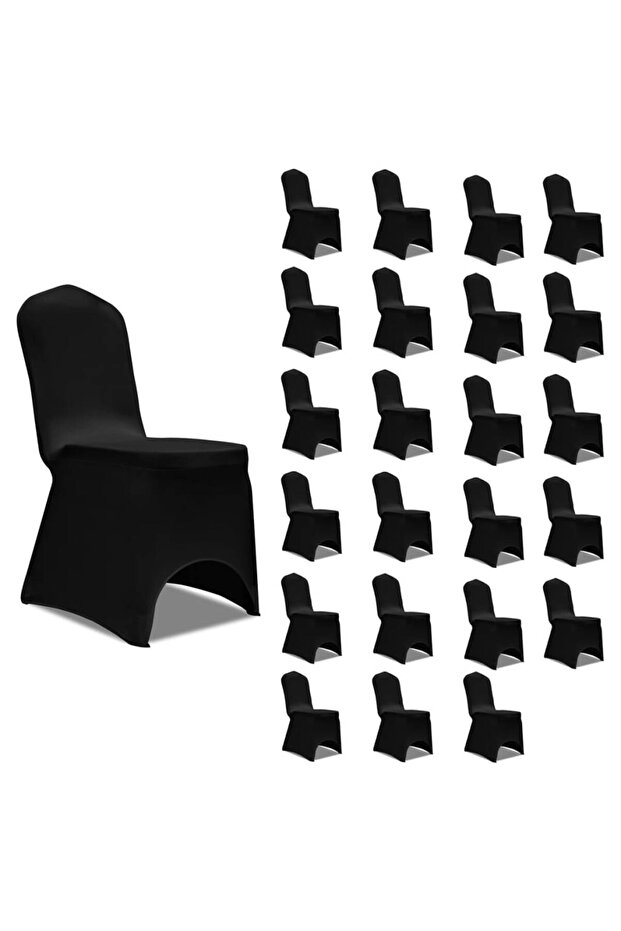 Huse de scaun elastice, 24 buc., negru - 1