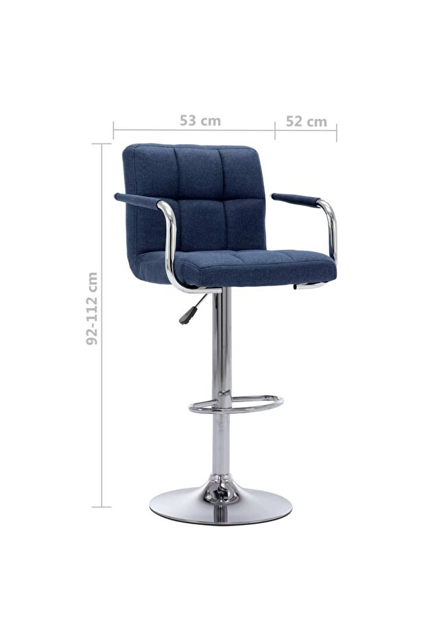 Scaun de bar, albastru, material textil - 7