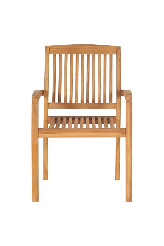 Stackable garden chairs with cushions, 4 pieces, solid teak wood - 5