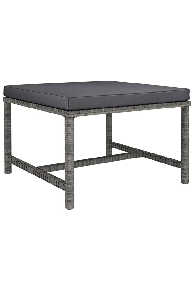Taburet modular cu pernă, gri, poliratan
