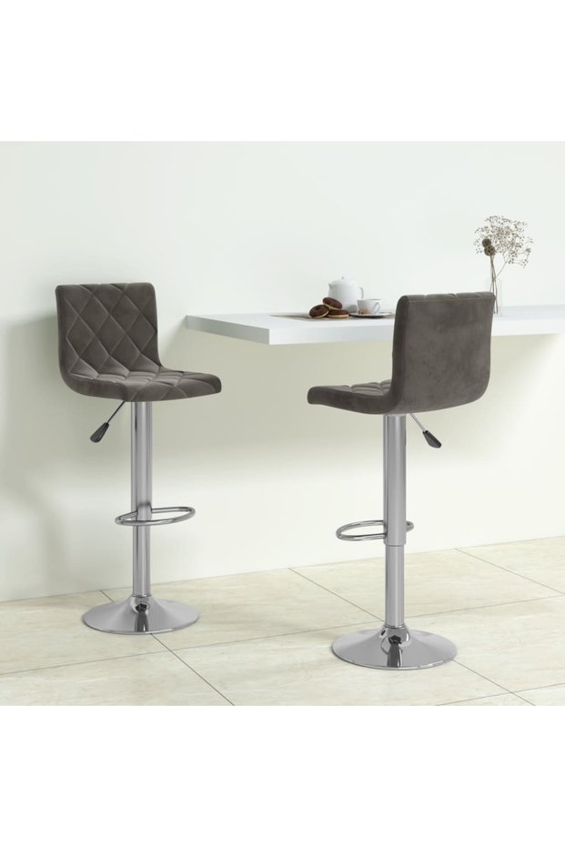 Bar stools, 2 pcs., dark grey, Velvet