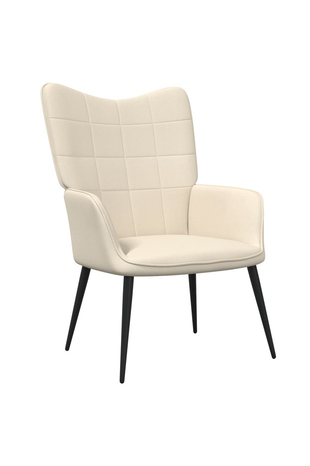 Scaun de relaxare, crem, material textil - 1