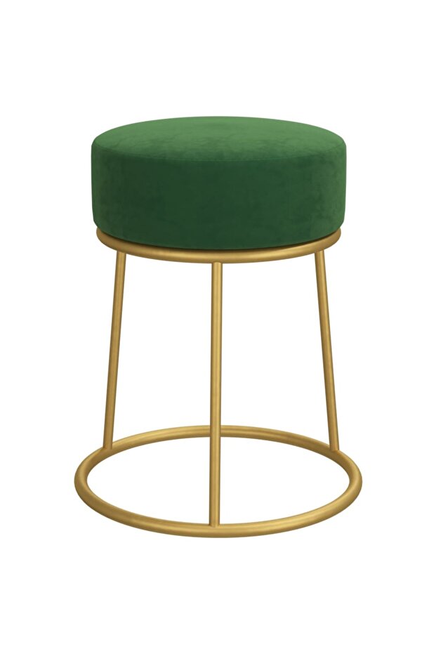 Taburet rotund, verde, catifea - 3