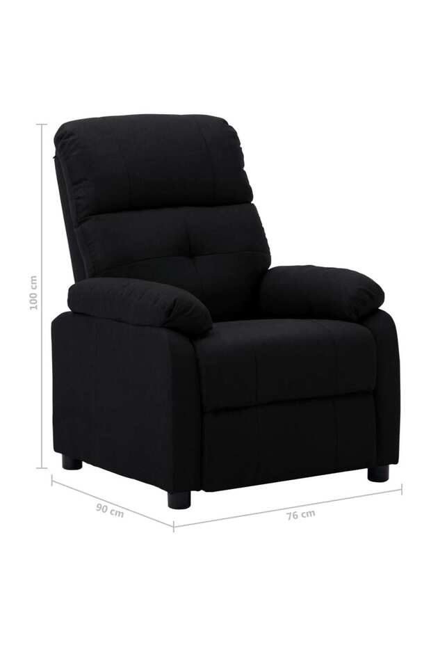 Fotoliu rabatabil, negru, material textil - 6