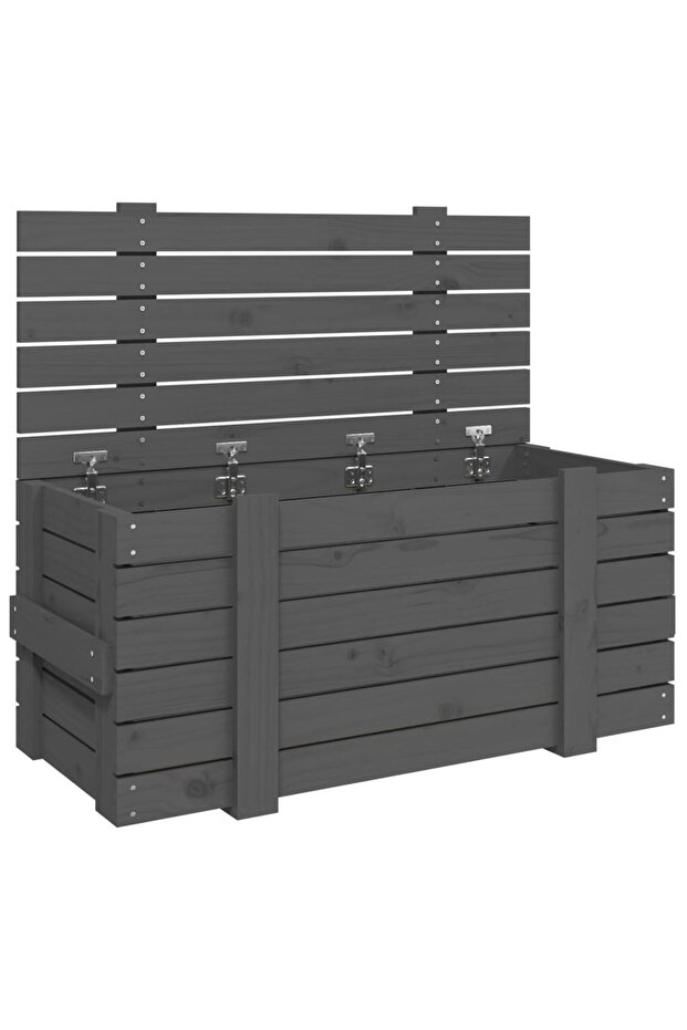 Storage box, gray, 91x40.5x42 cm, solid pine wood - 2