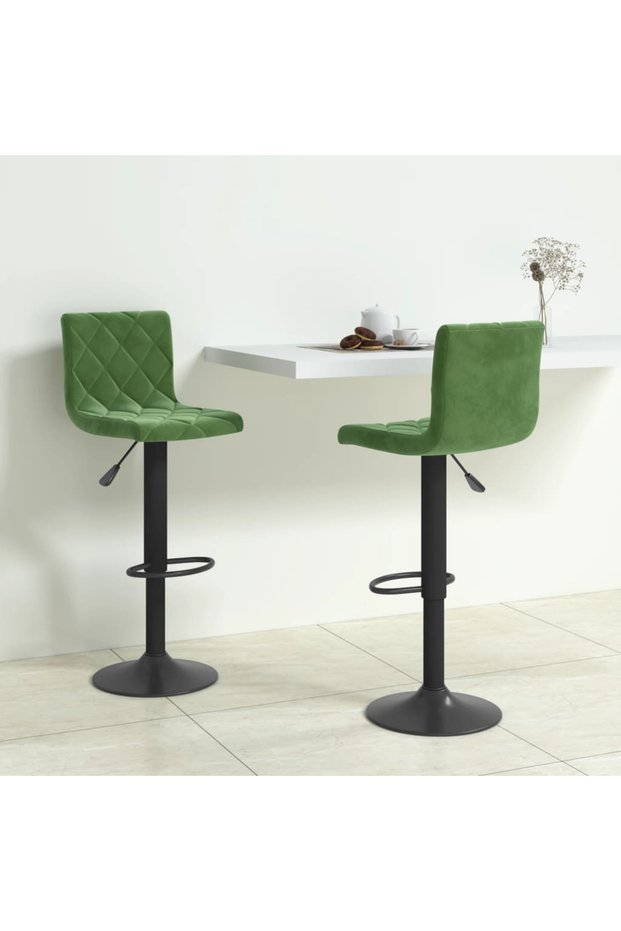 Bar stools, 2 pcs., dark green, Velvet