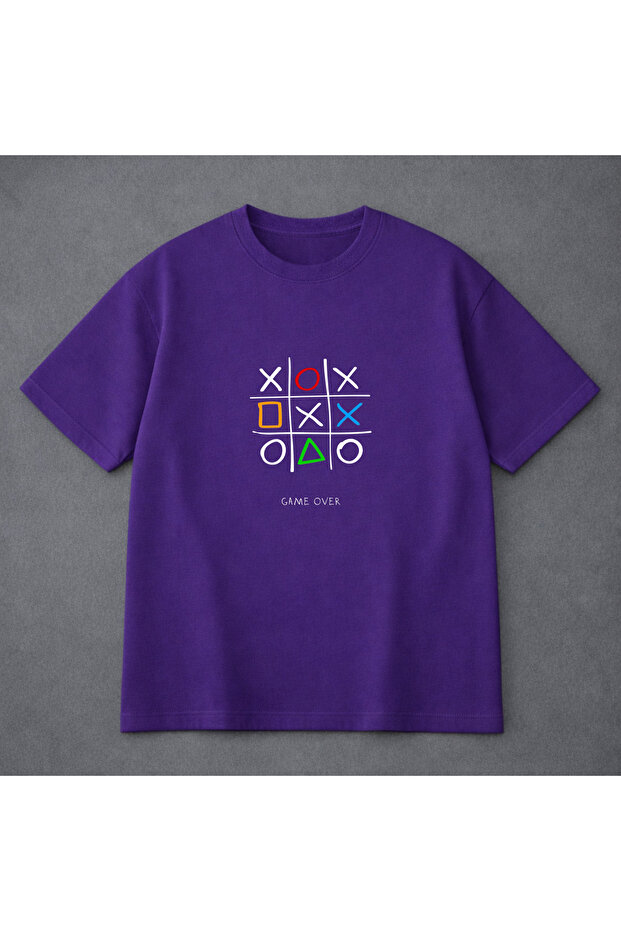 Unisex Oversized T-Shirt Game over Printed 100% Cotton T-Shirt Comfortable Fit