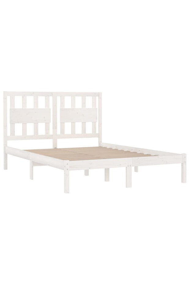 Small Double 4FT bed frame, white, 120x190 cm, solid pine wood - 4