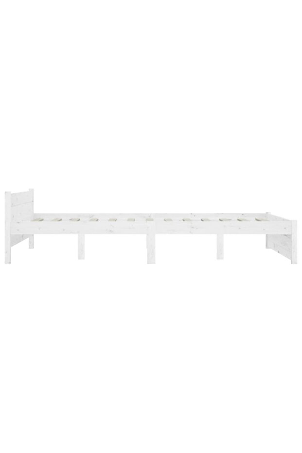 Double bed frame 4FT6, white, 135x190 cm, solid wood - 5