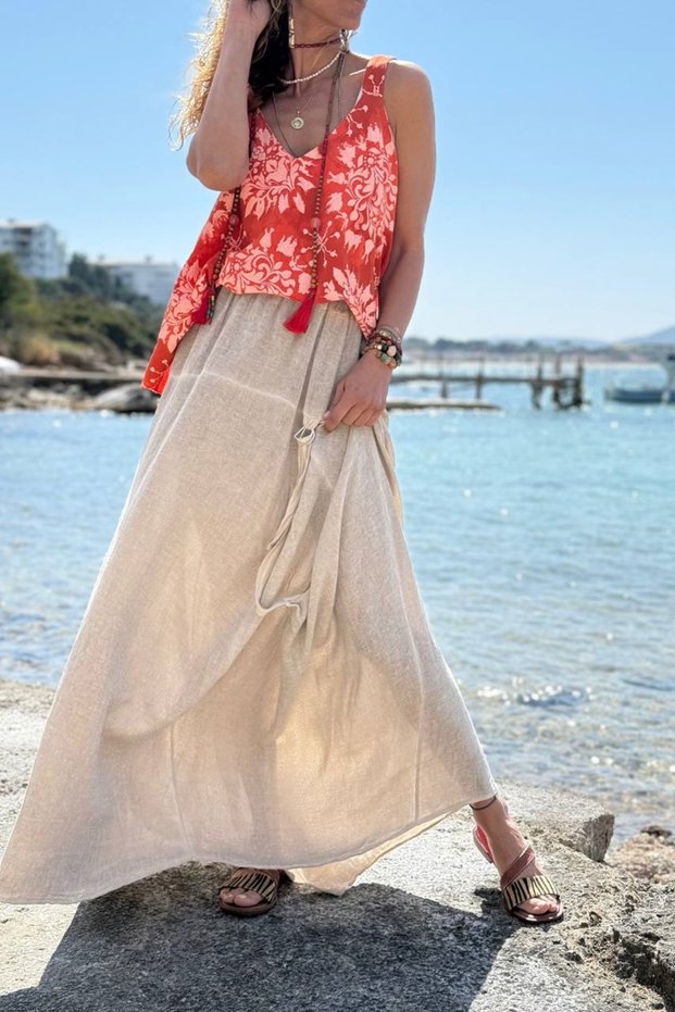 Italian Gray D Textured t Buckled C Pocketed Asymmetrical Elastic Waist Loose D Woven Skirt 110 40