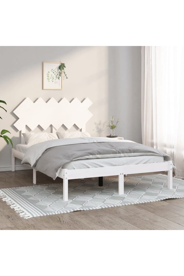 Bed frame, white, 120x200 cm, solid wood