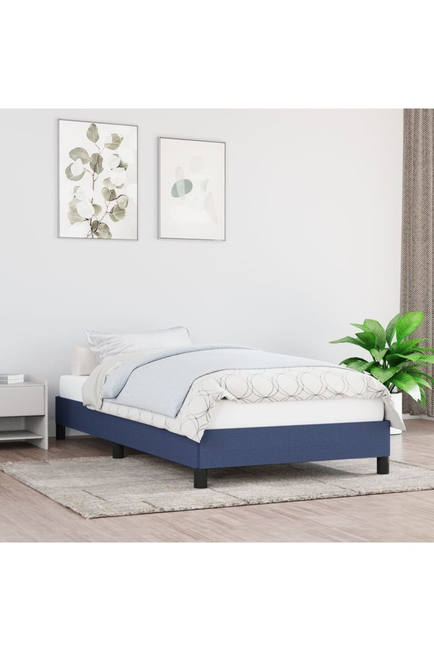 Bed frame, blue, 100 x 200 cm, textile