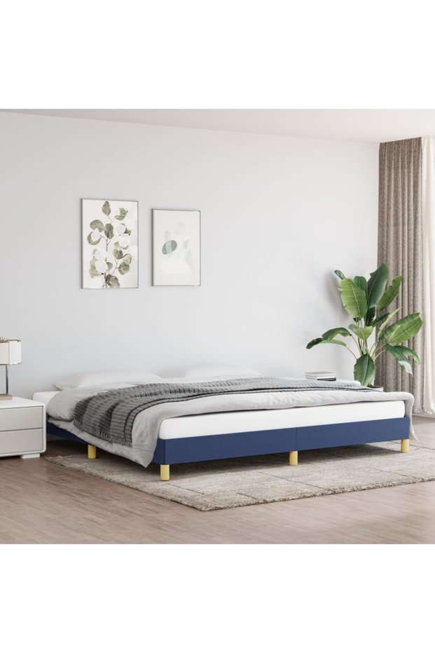 Bed frame, blue, 200x200 cm, textile