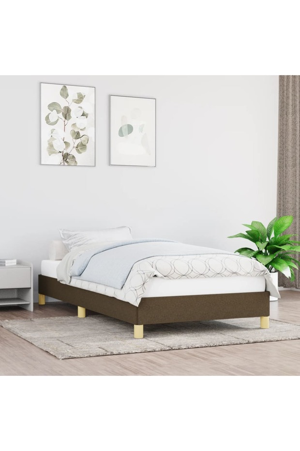 Bed frame, dark brown, 90x190 cm, textile