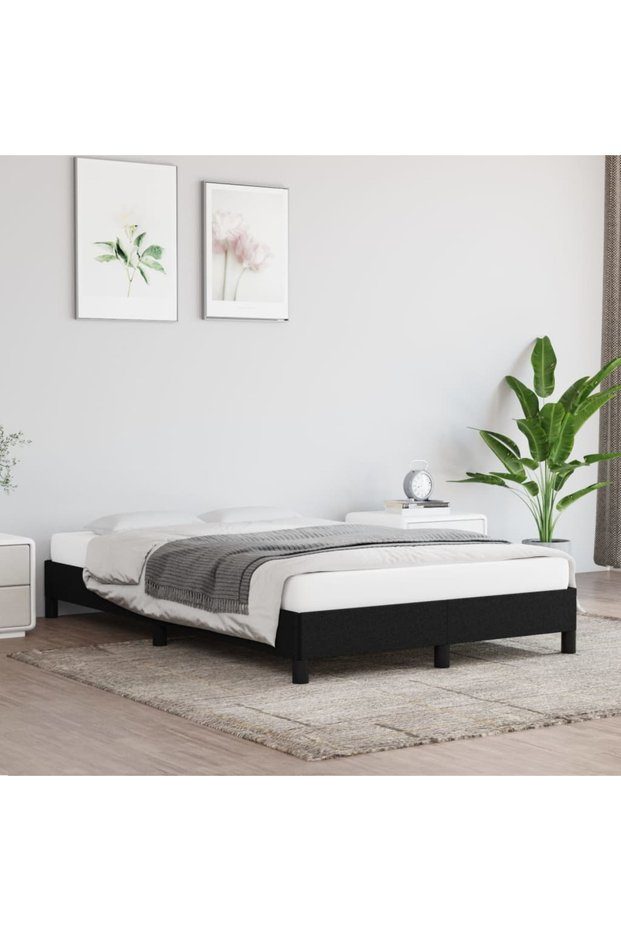 Bed frame, black, 120x200 cm, textile